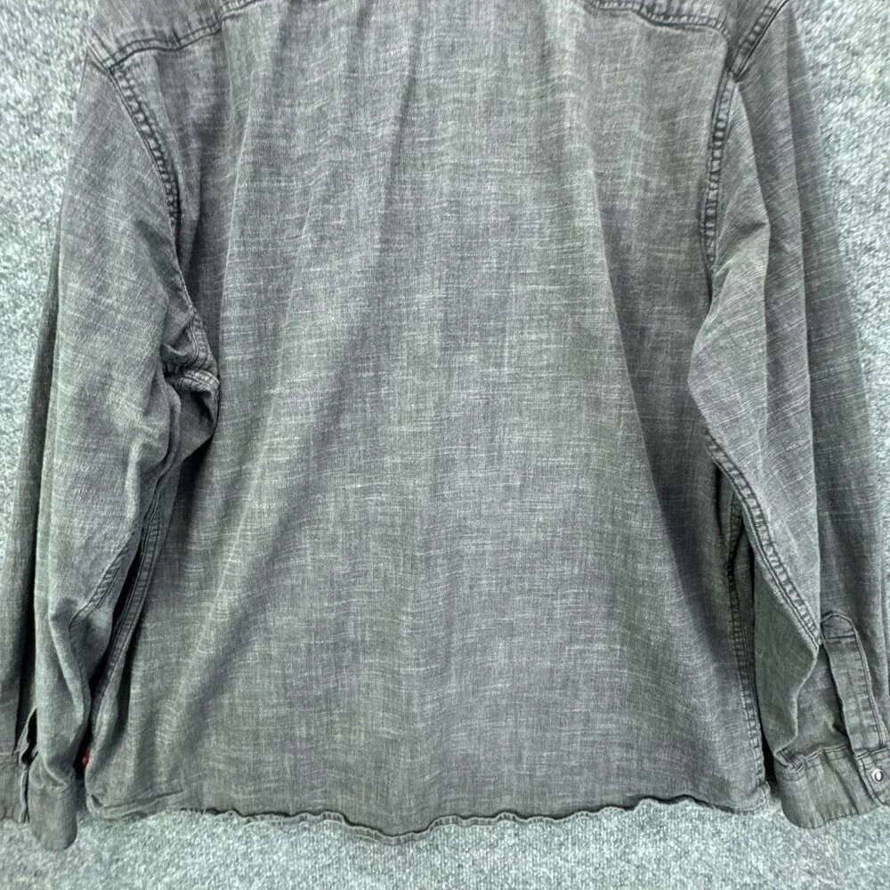 Wrangler Pearl Snap Denim Shirt Mens 2XL Gray Western Cowboy Rodeo Workwear - Picture 6 of 14
